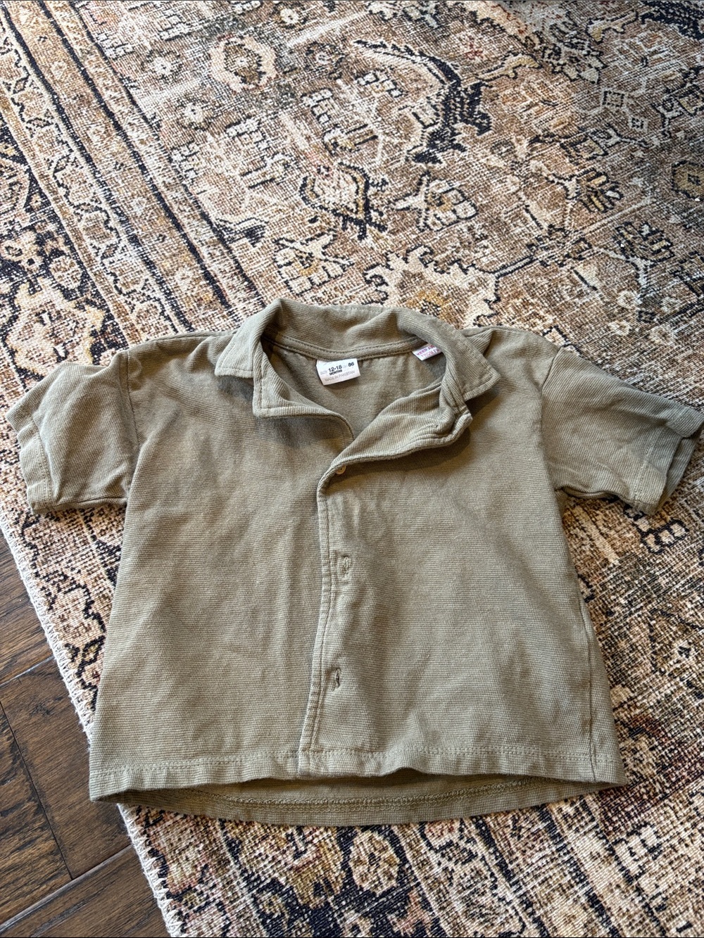 Zara Olive Green Short-Sleeve Polo